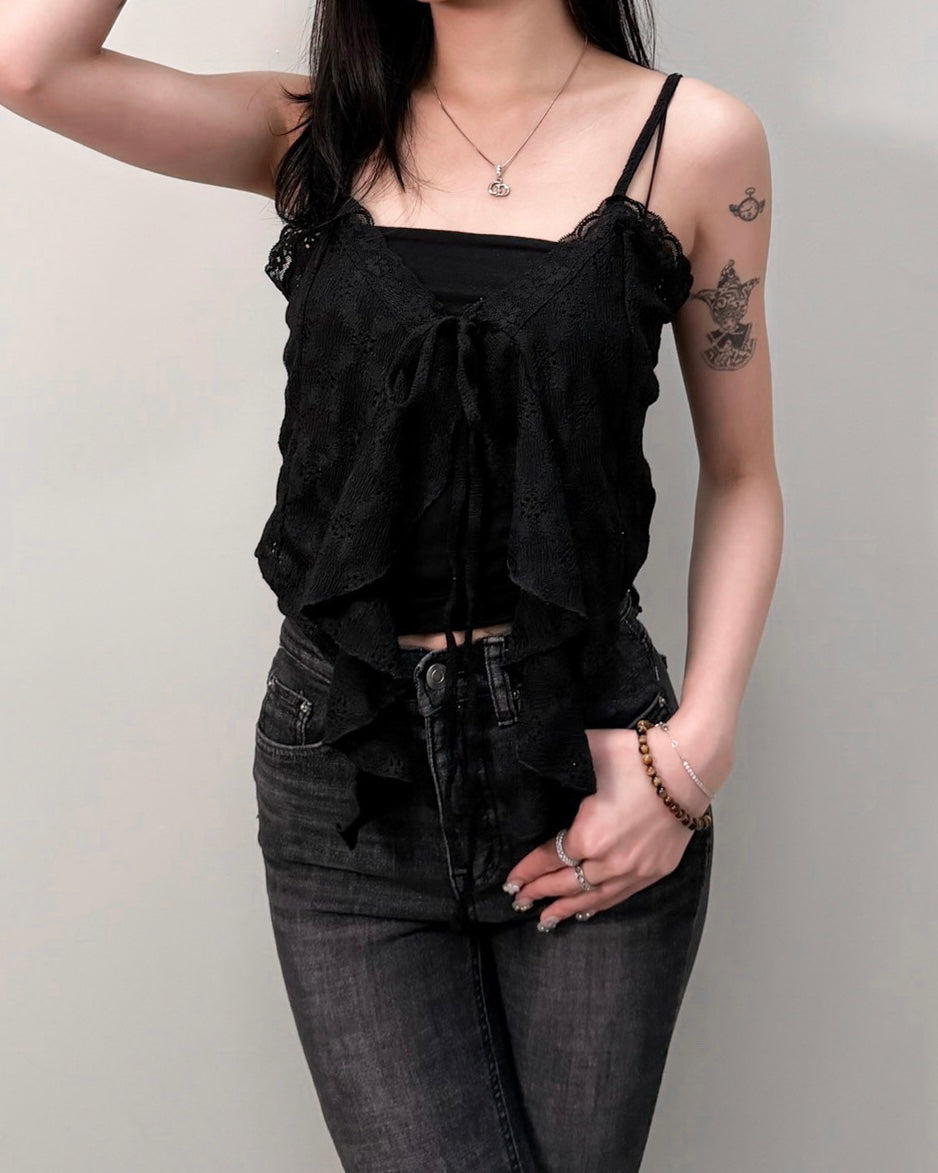 \微甜辣感♡/ 綁帶開衩Cami Top