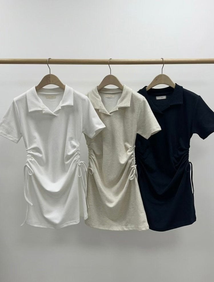 \顯腰線側綁結/ Daily Polo Dress