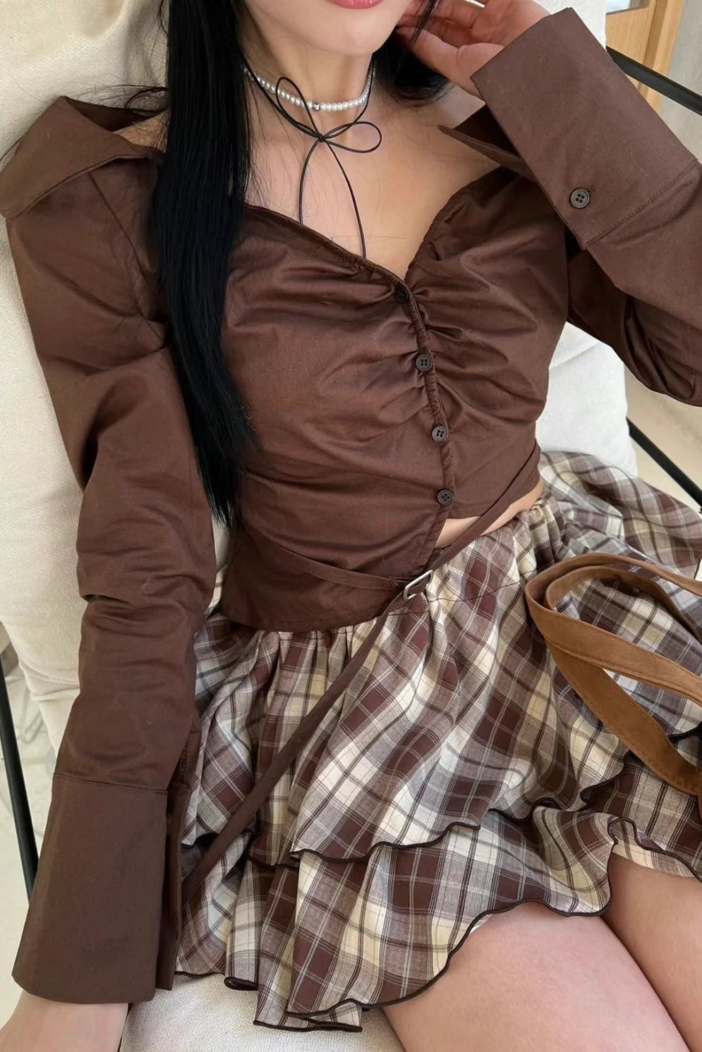 Shiny Silk Off-Shoulder Top