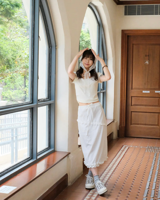 \無腰圍限制!索索束繩腰帶!/ Layered Ruffle Skirt