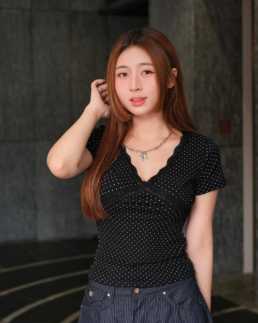 Polkadot Lace Top