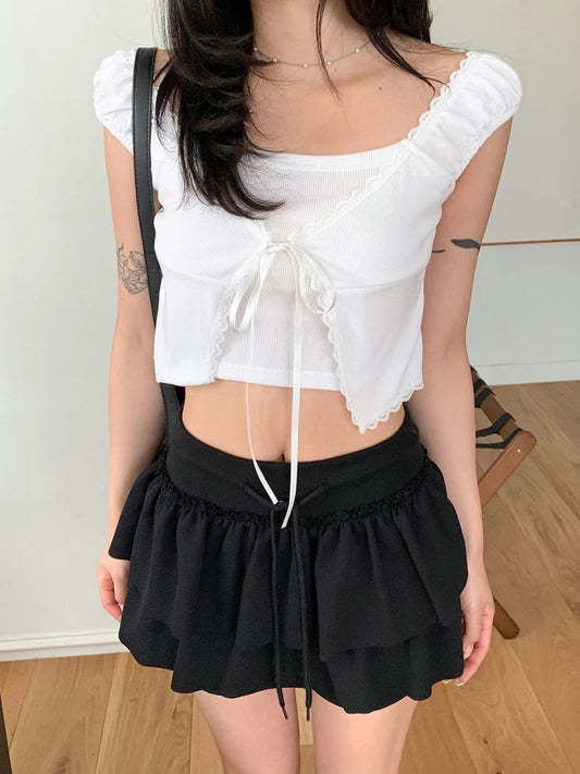 \超美氣質款/ 拼布假兩件Lace Top