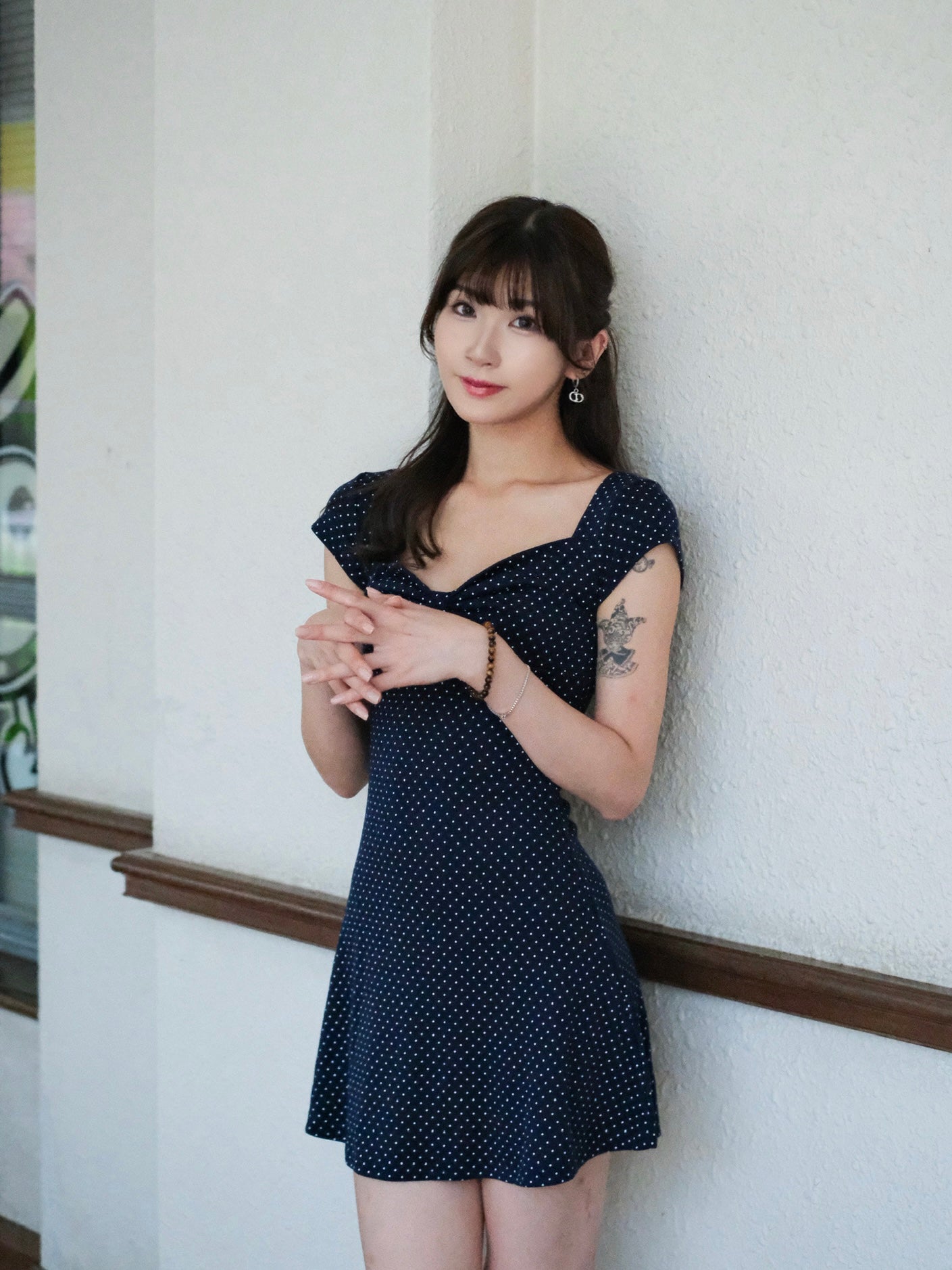 \韓國最流行波點設計+胸口蝴蝶結點綴/ Polka Dot Dress