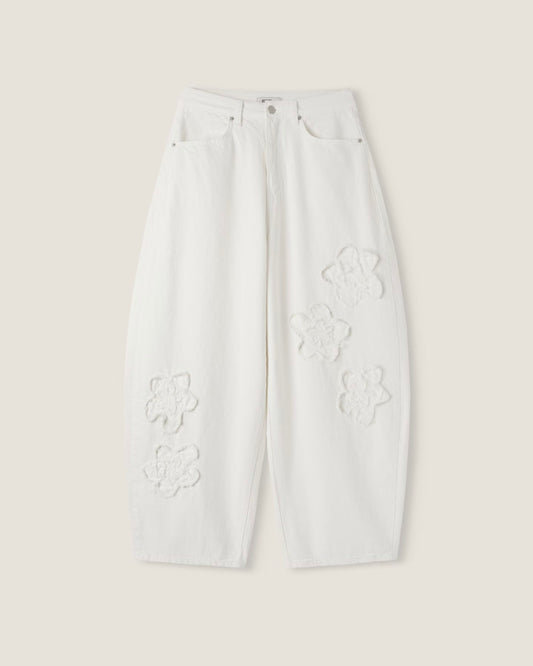 \霧灰花影闊褲/ Floral Baggy Jeans