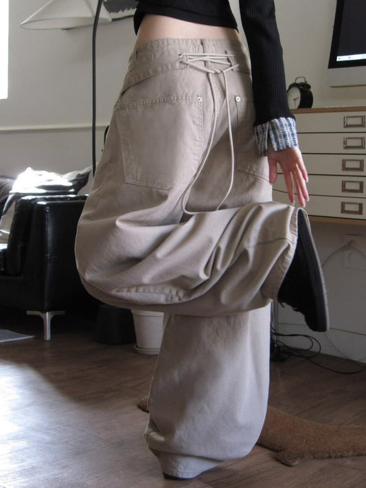 \後腰綁帶可調校腰圍/ Crosstie Baggy Jeans