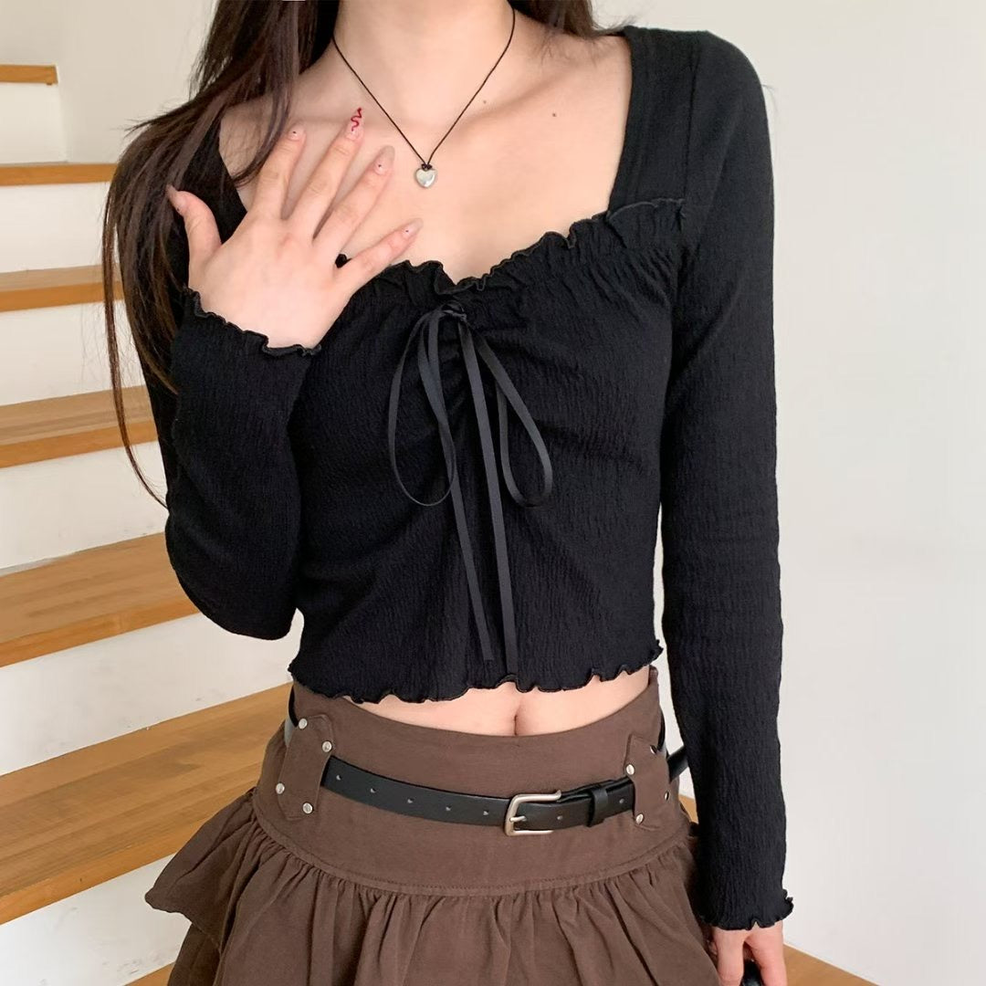 [預訂] \浪漫捲邊樹紋皺皺/ Romantic Ribbon Top