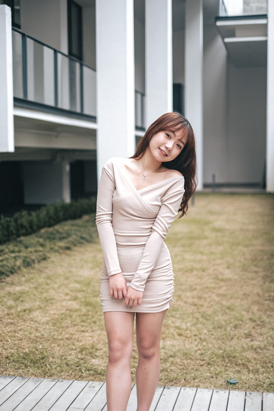 Soft Tight-Fitting Dress - Beige