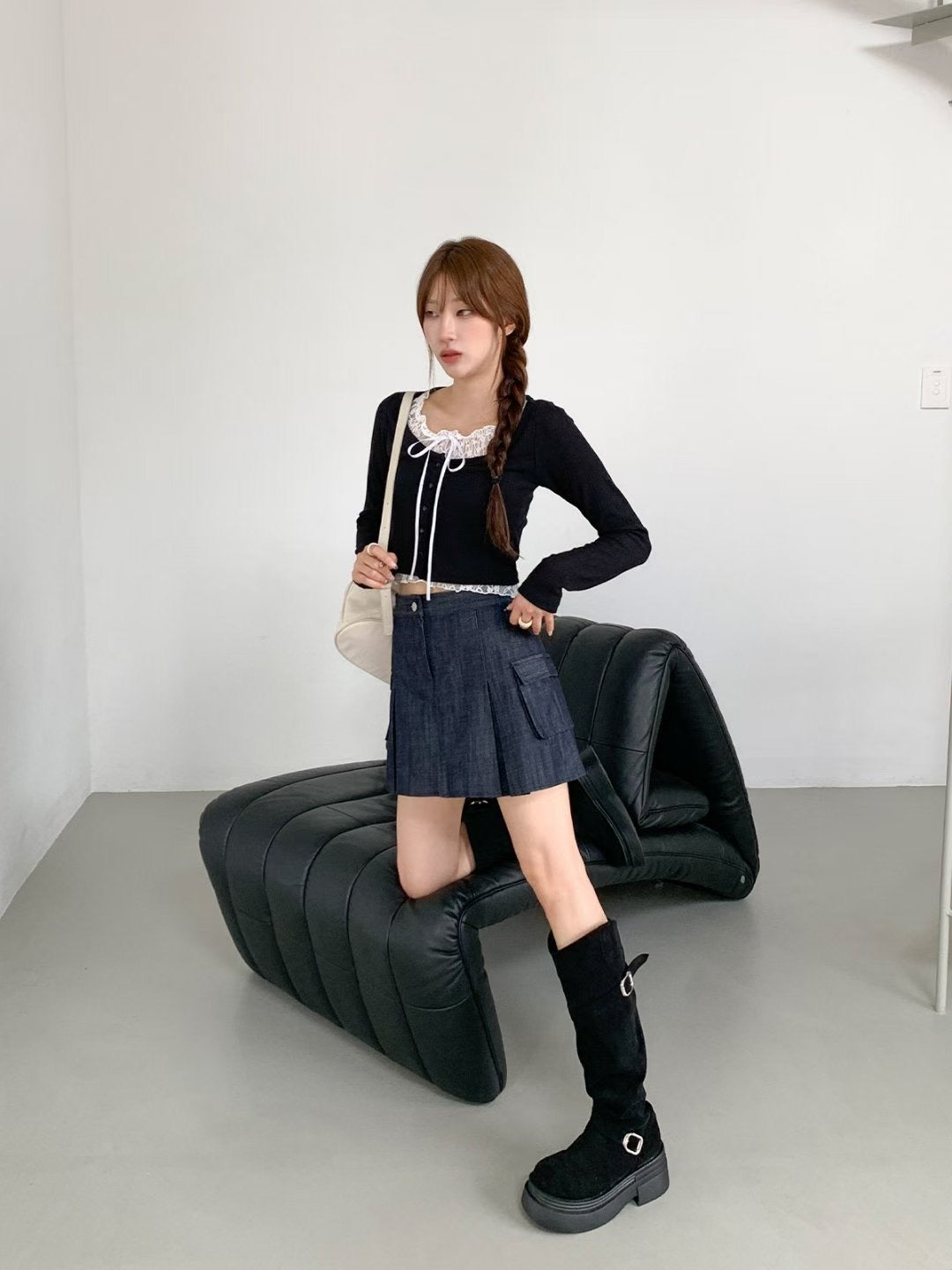 [預訂] \可愛層次感/ Lace內搭+絲帶綁結Set