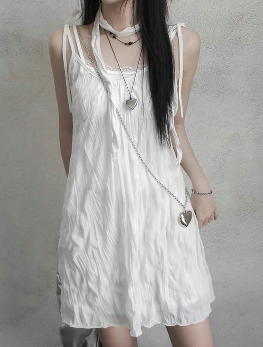 [預訂] \仙氣+打卡ok!!/ 頸帶+皺皺吊帶連身裙