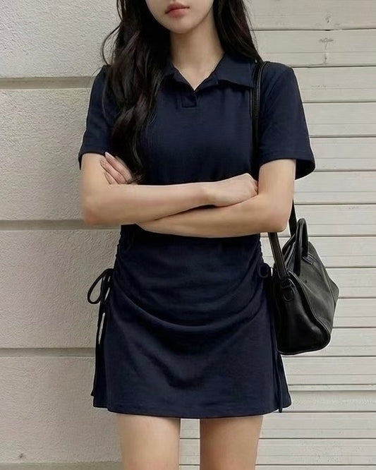 \顯腰線側綁結/ Daily Polo Dress