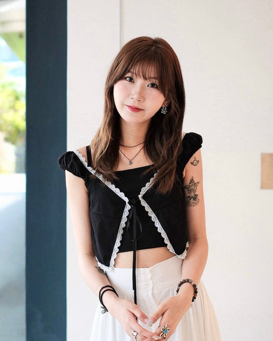 [預訂] \超美氣質款/ 拼布假兩件Lace Set