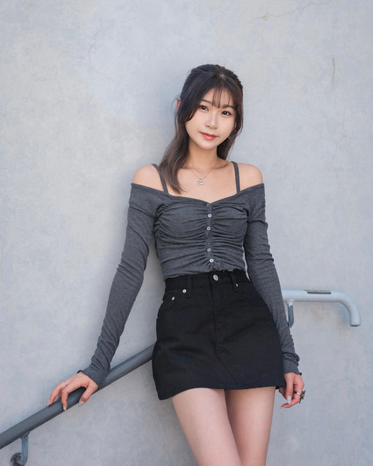 [預訂] \微A字剪裁/ Curvy Fit Denim Skirt