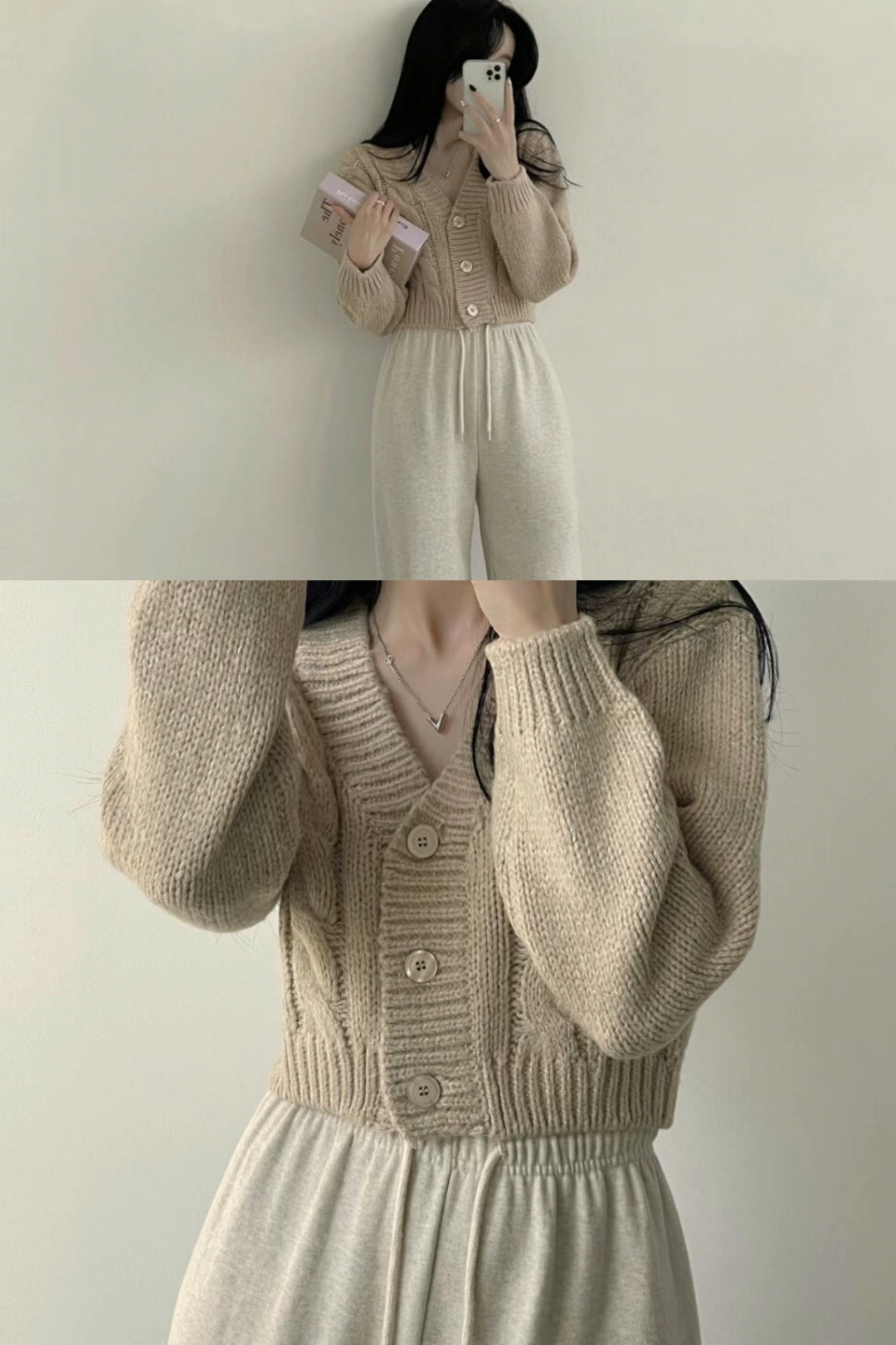 \可愛粗麻花針織/ Cropped Knit Cardigan