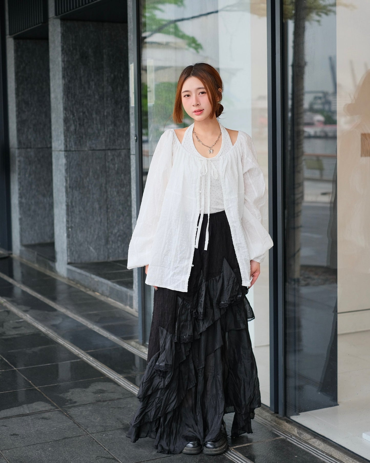 [現貨] \日光輕文藝感/ 綁帶粒粒外搭