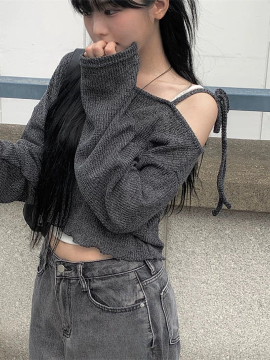 [預訂] \簡單隨性/單邊綁帶露肩Top