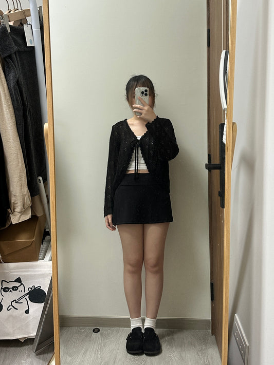 [預訂] \柔軟雲朵感☁️/ 鏤空綁結針織外套