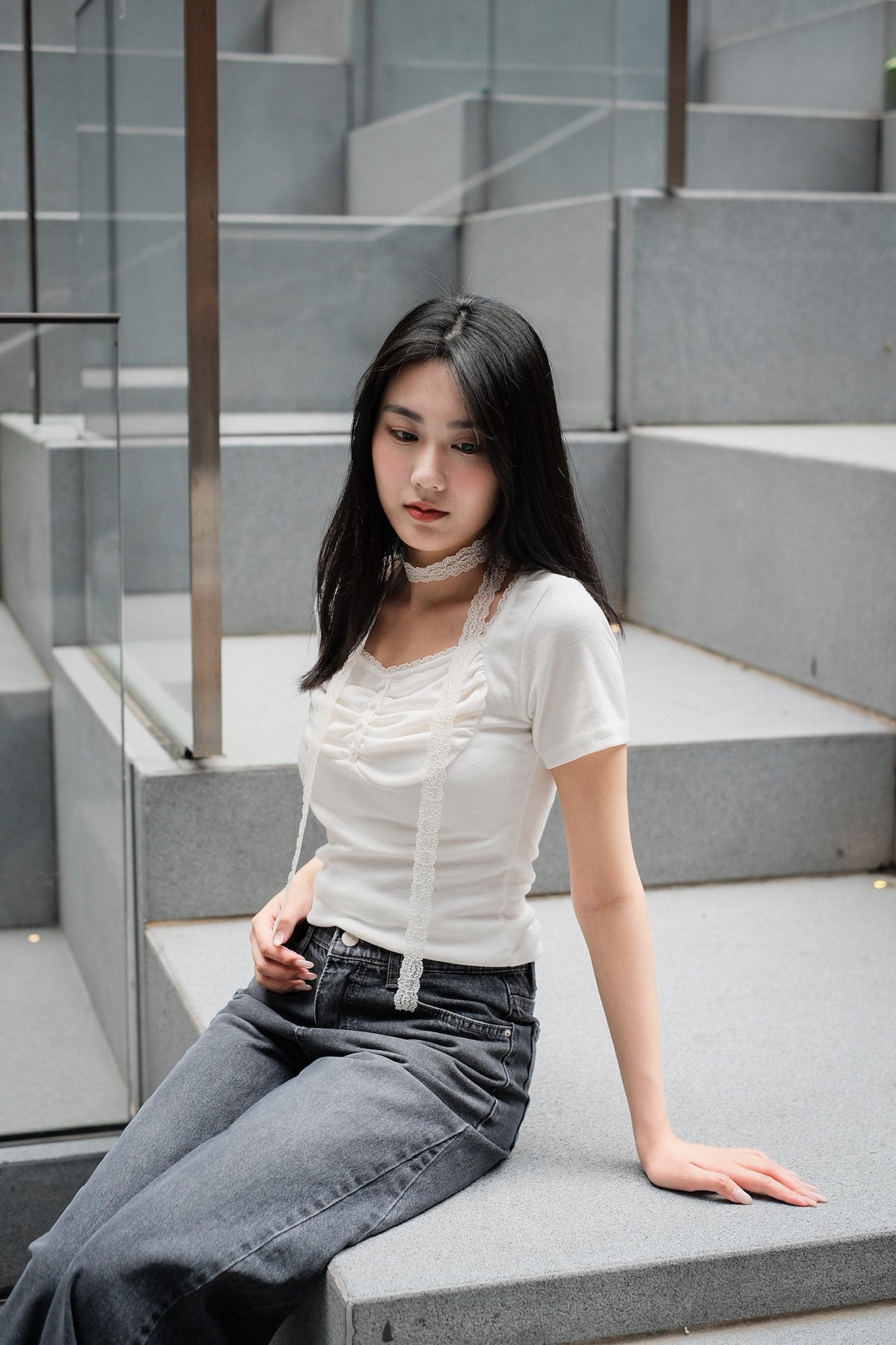 \超精緻+打卡able/ Lace Button Top Set