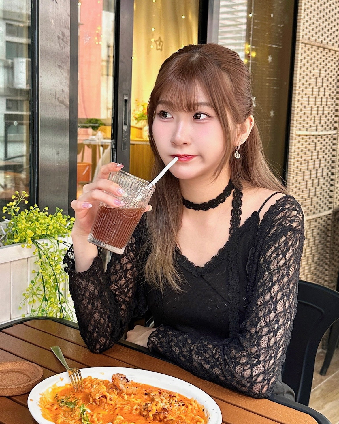 [現貨] \附Lace頸帶/ 暗花吊帶背心