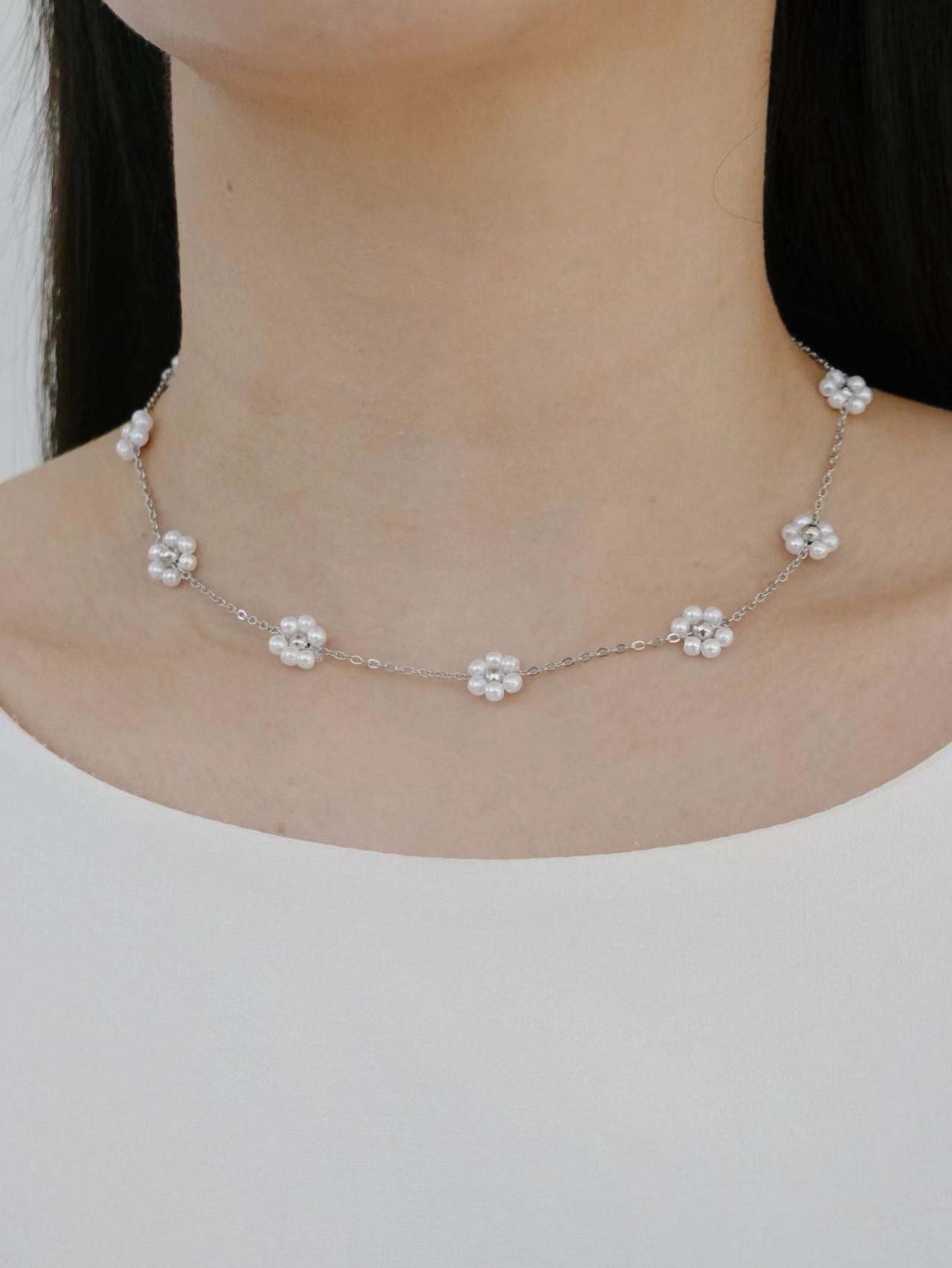 [預訂] 珍珠花花頸鏈