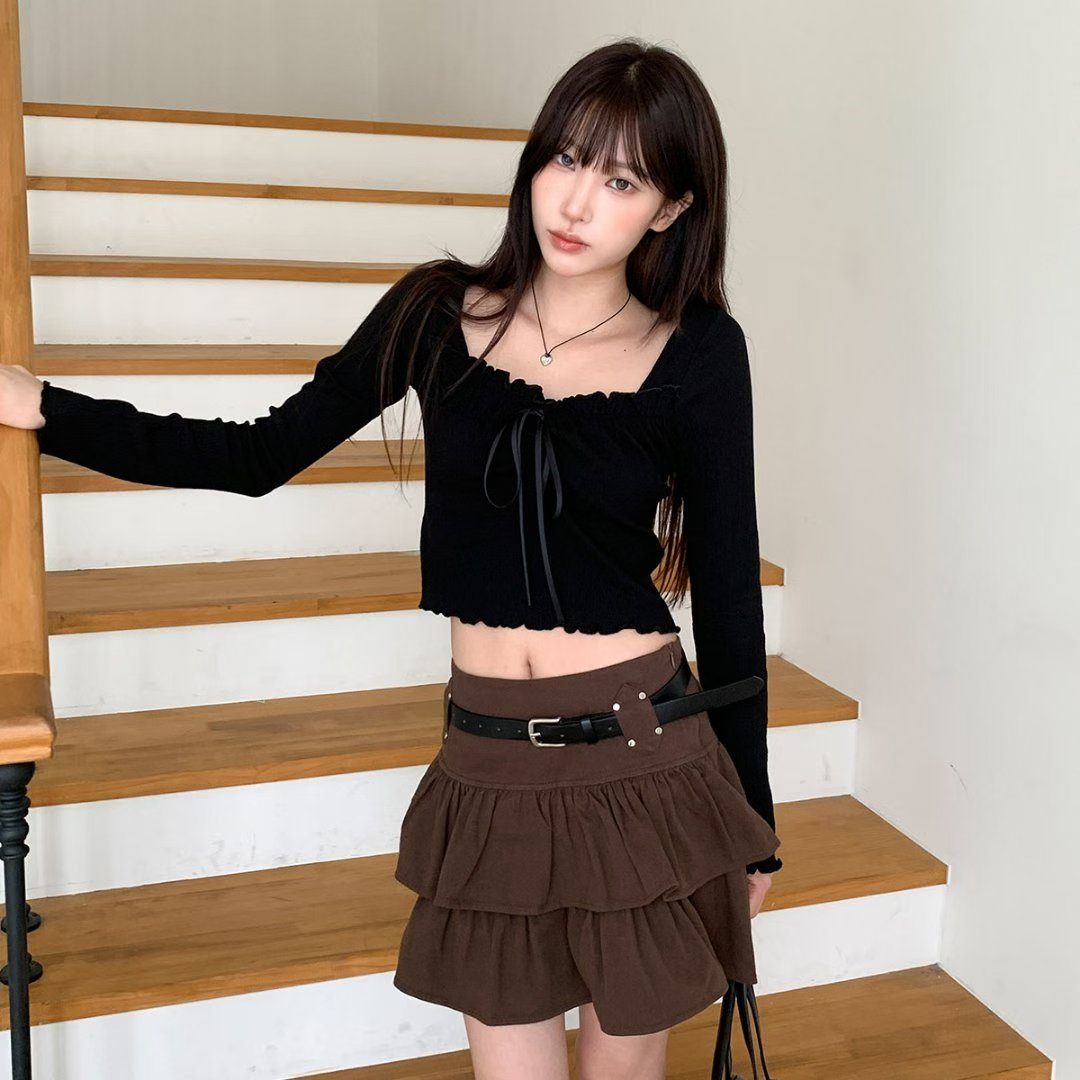 [預訂] \浪漫捲邊樹紋皺皺/ Romantic Ribbon Top
