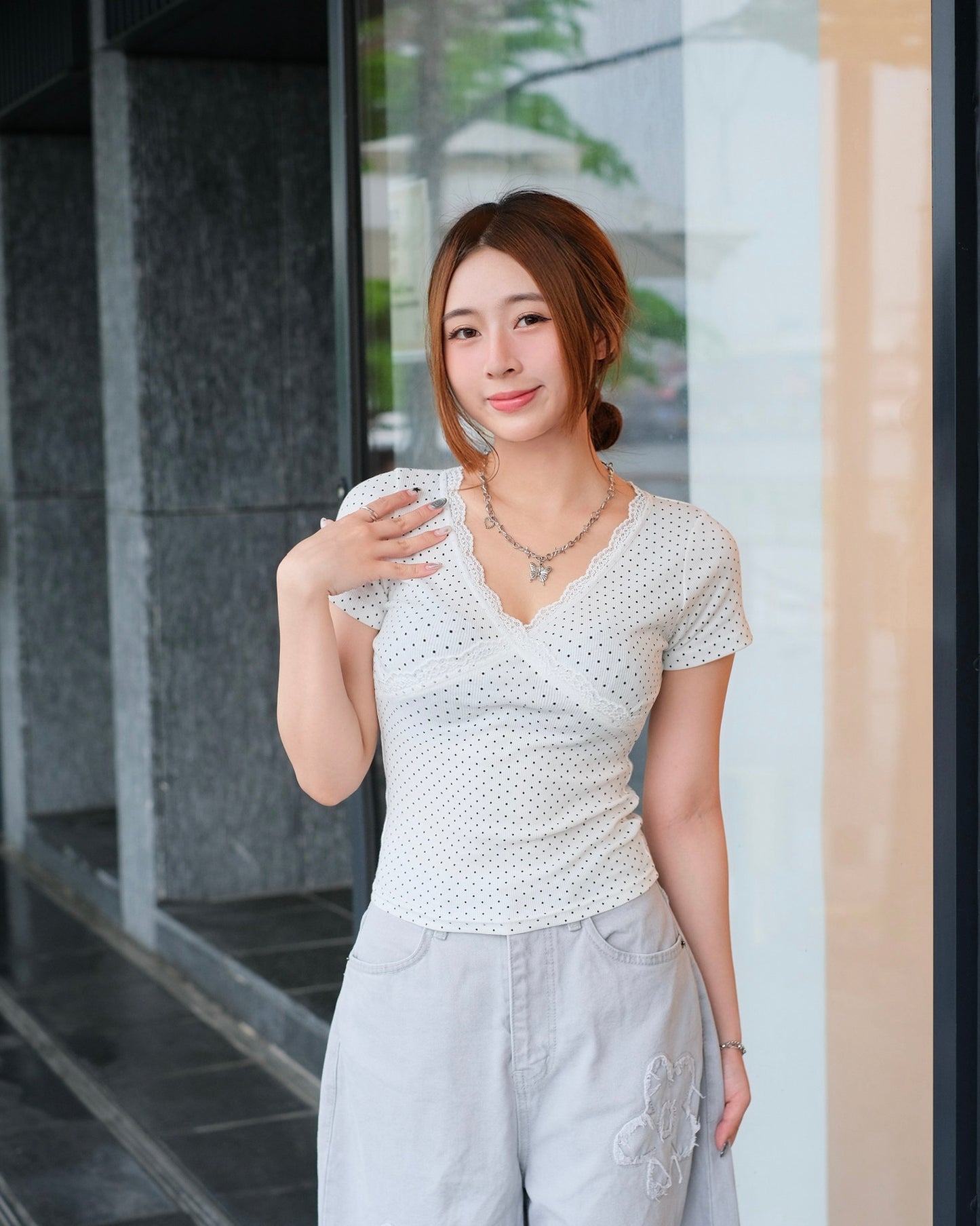 [現貨] Polkadot Lace Top