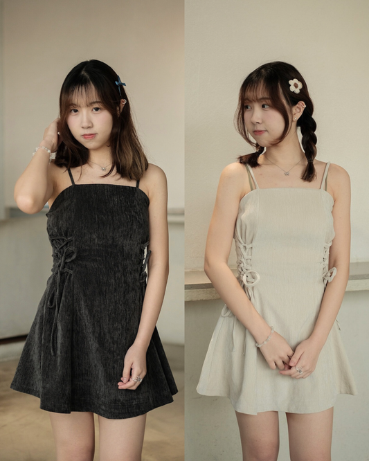 \N.Other22獨家造貨/ 約會Pick♡ 微絨面綁結連身裙