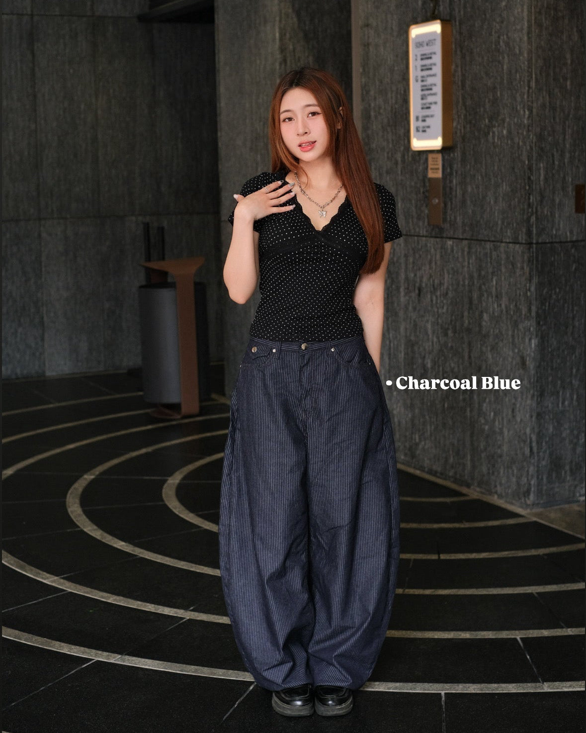 \後腰銀扣可調校腰圍/ Linear Baggy Jeans
