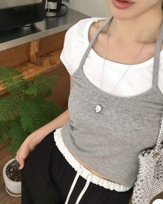 [預訂] \韓國大熱疊穿!!/ 掛頸背心疊穿Set