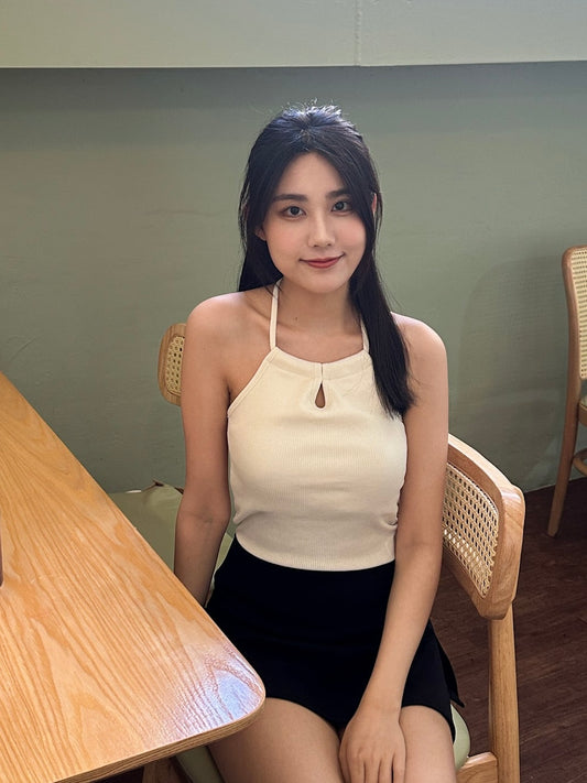 [預訂] \簡約小點綴/ 可調校束繩水滴掛頸Bra Top