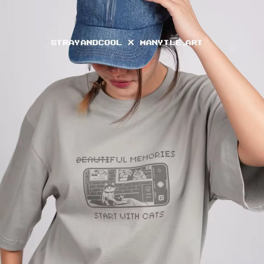 [預訂] \限時泰國品牌代購/ “Full Memories Start With Cats” Oversize T-Shirt
