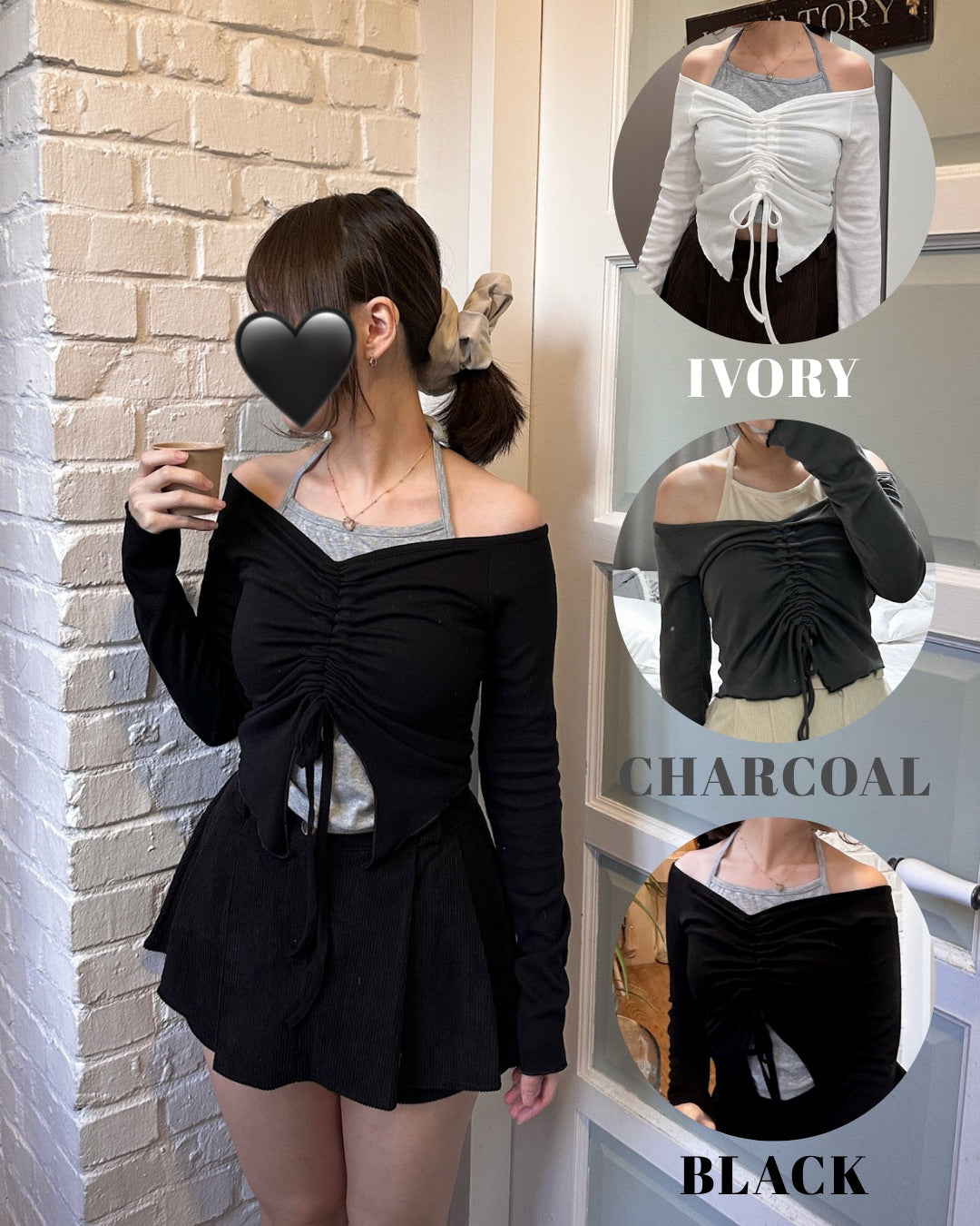 [現貨] \超美拼色+打卡able/ 簡單束繩皺皺Top