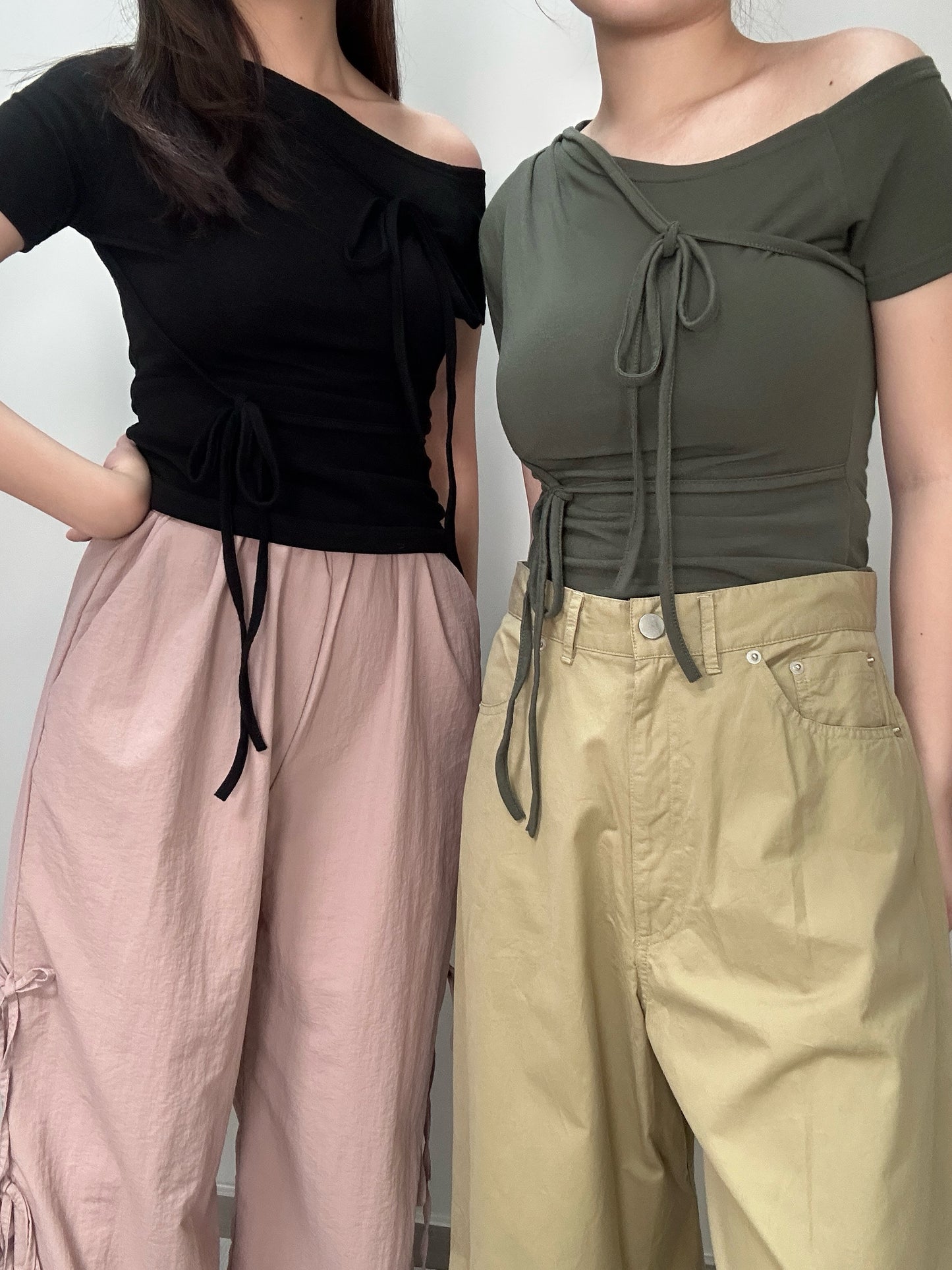 [現貨] \任意綁結/ Double Tie Knot Top