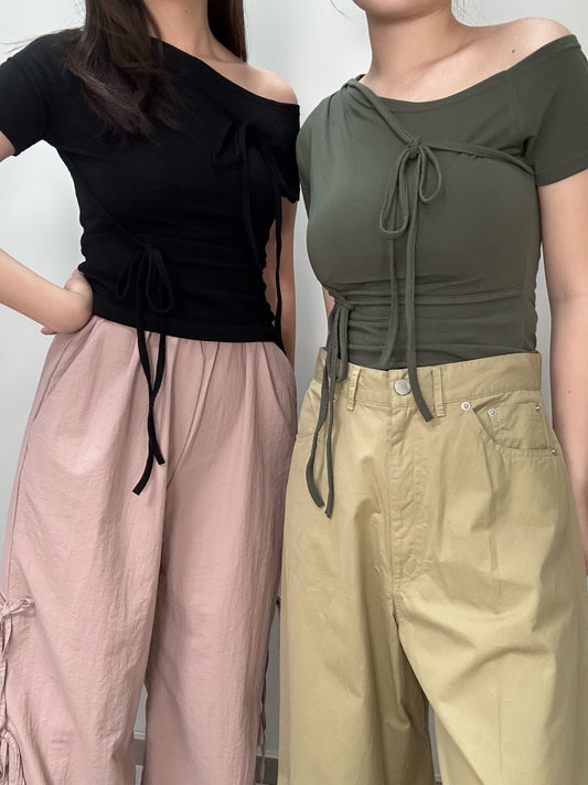 [現貨] \任意綁結/ Double Tie Knot Top