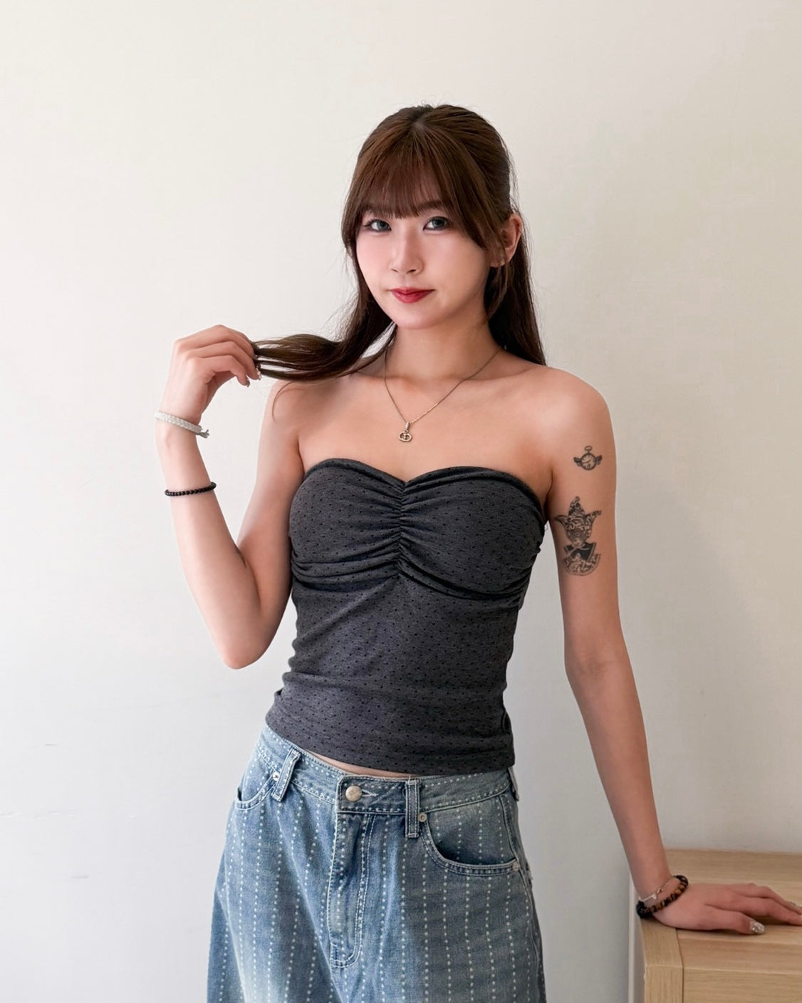 [預訂] \束胸皺皺放大圓潤效果/ Polkadot Bra Top