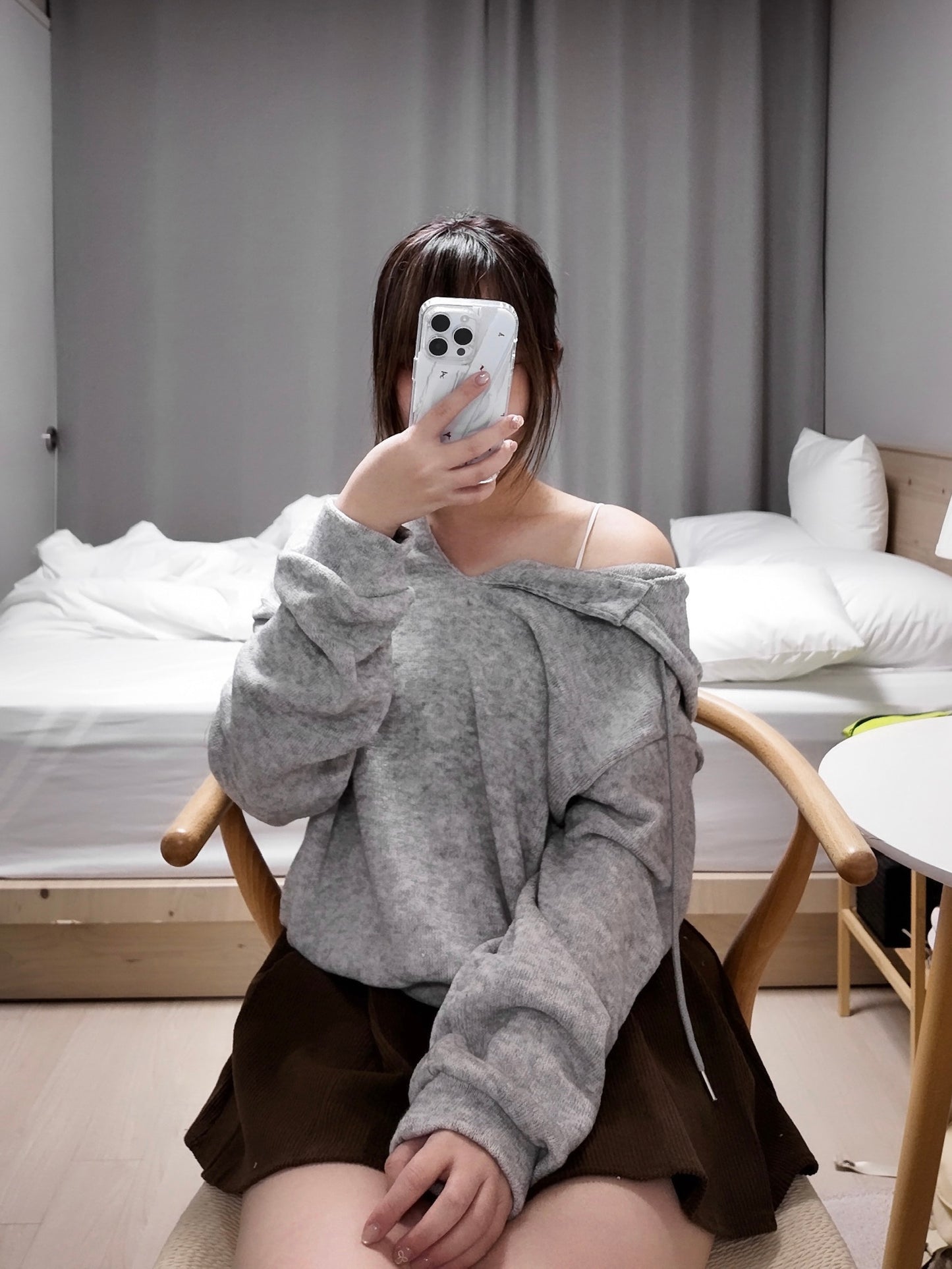 [現貨] \慵懶感～/ Oversize連帽混色Top