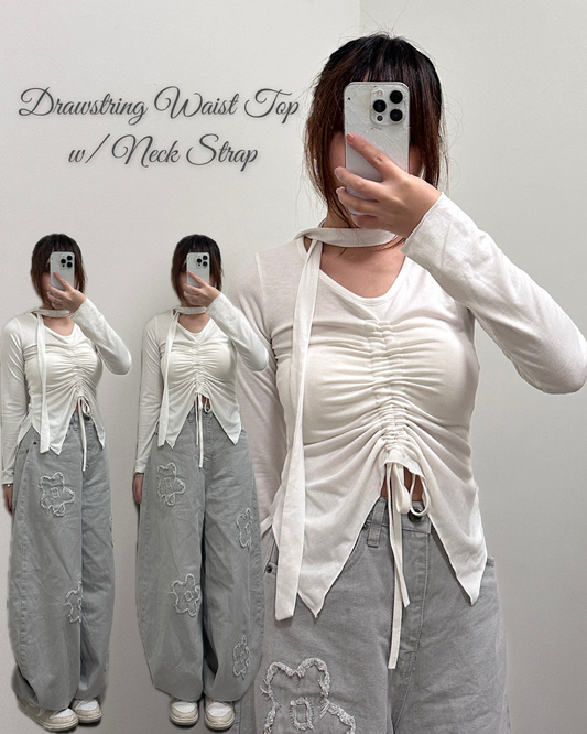 \束繩露腰設計/ Drawstring Waist Top w/ Neck Strap