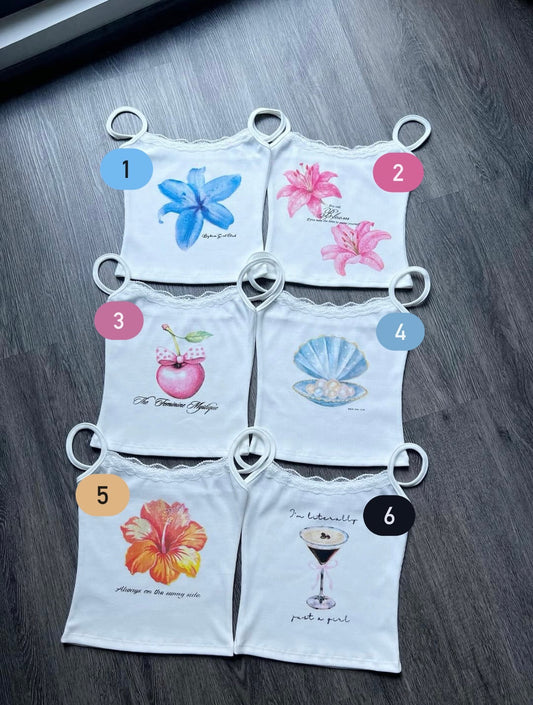 [預訂] \限時泰國代購/ WHITE PRINTED LACE TOP