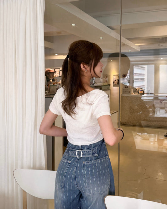 [預訂] \日常方領微皺感☁️/ Soft Crinkle Square Top