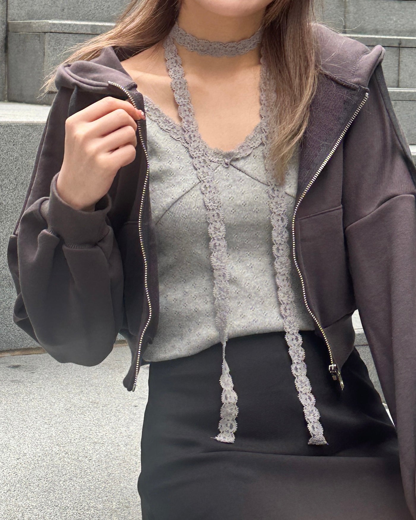 [現貨] \附Lace頸帶/ 暗花吊帶背心