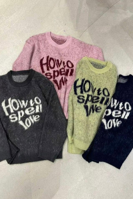 [第2件半價] ”How To Spell Love” Knit - 4 Colors