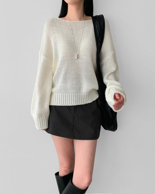 [預訂] 慵懶落肩針織Top