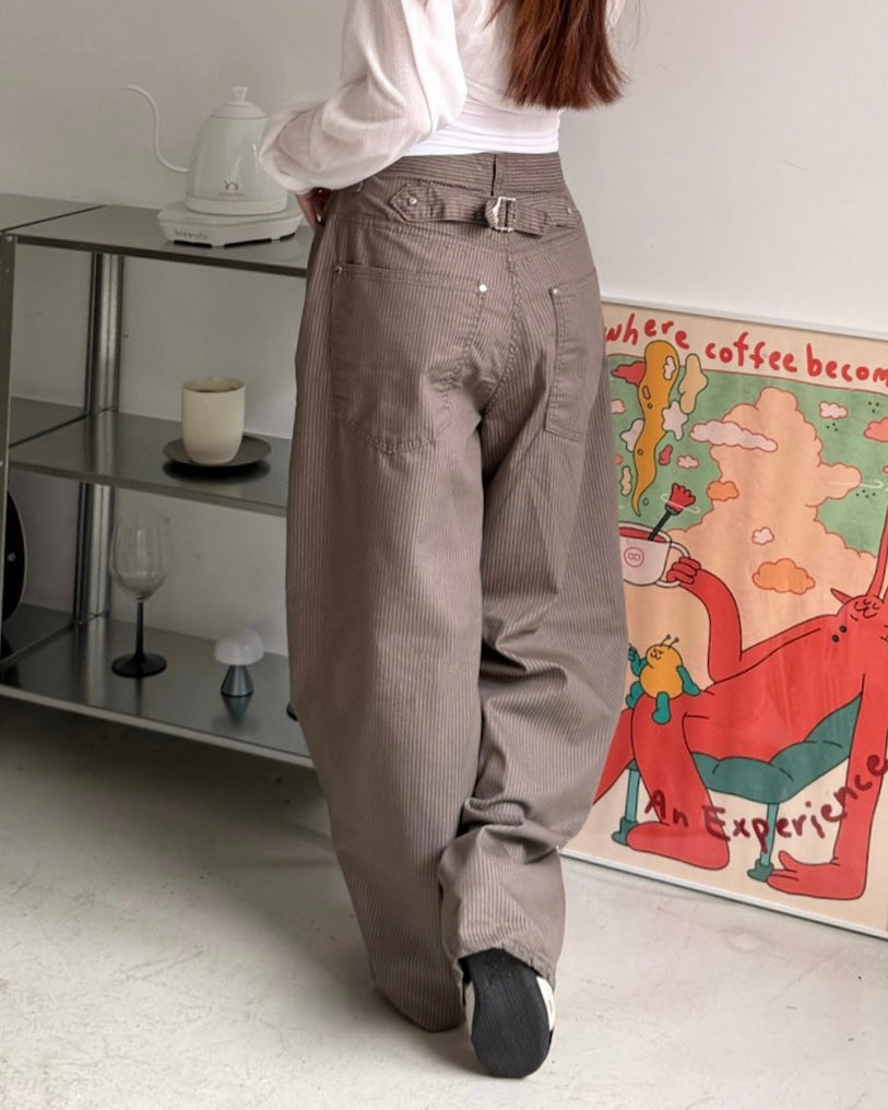 [預訂] \後腰銀扣可調校腰圍/ Linear Baggy Jeans