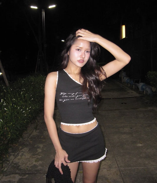 [預訂] \限時泰國代購/ POETRY ONE SHOULDER TOP & MINI SKIRT