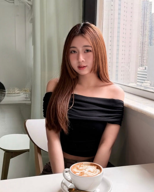 [預訂] \顯瘦側腰橡筋/ 軟滑修身一字膊Top