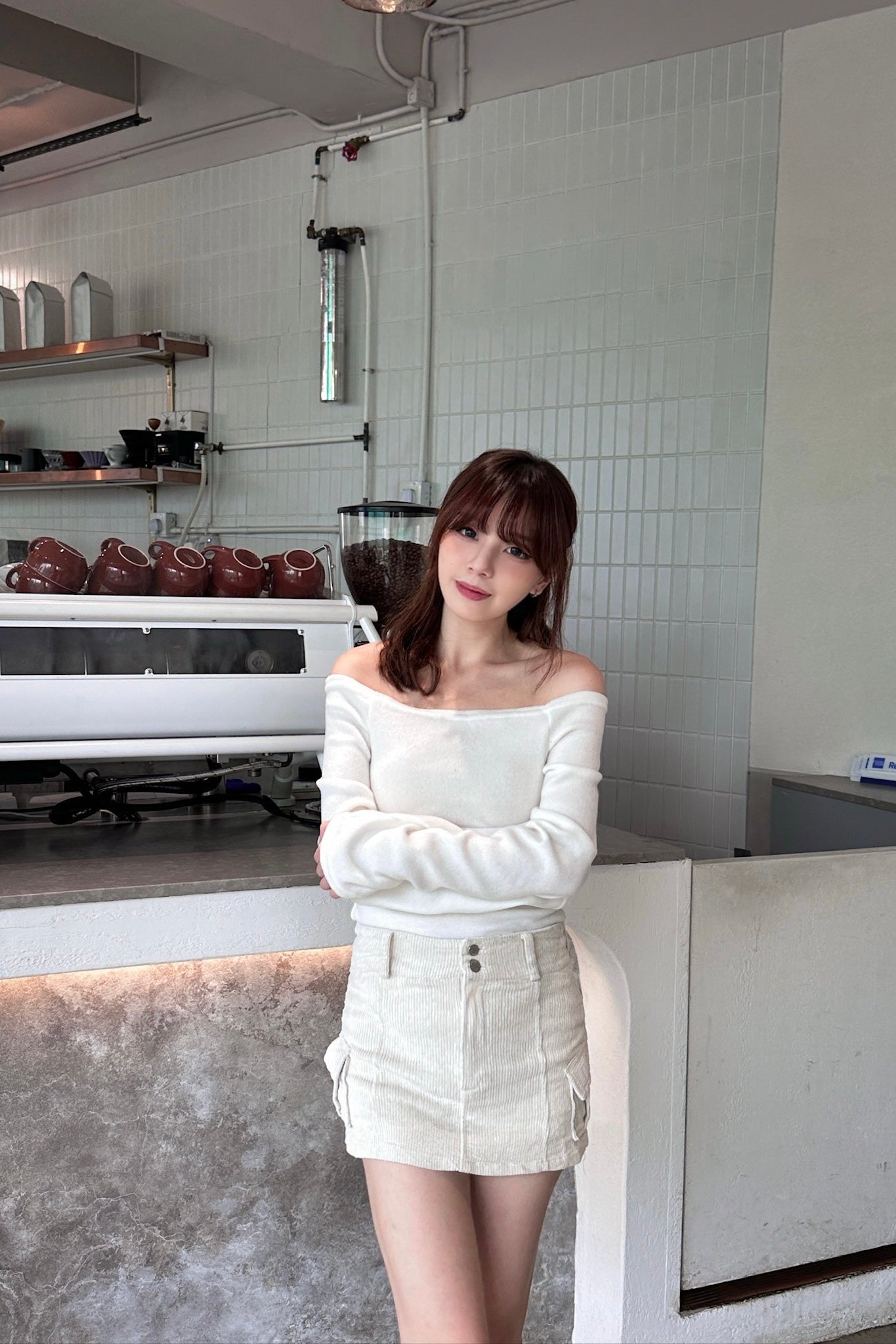 [預訂] \暖笠笠2Ways上衣/ Fuzzy Off-Shoulder/Square Neck Top