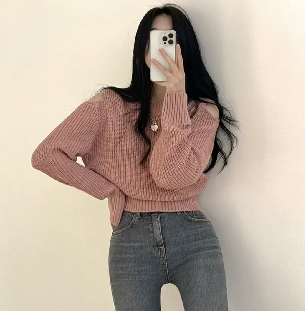 [預訂] \微露肩針織/ Off-Shoulder Knitted Top