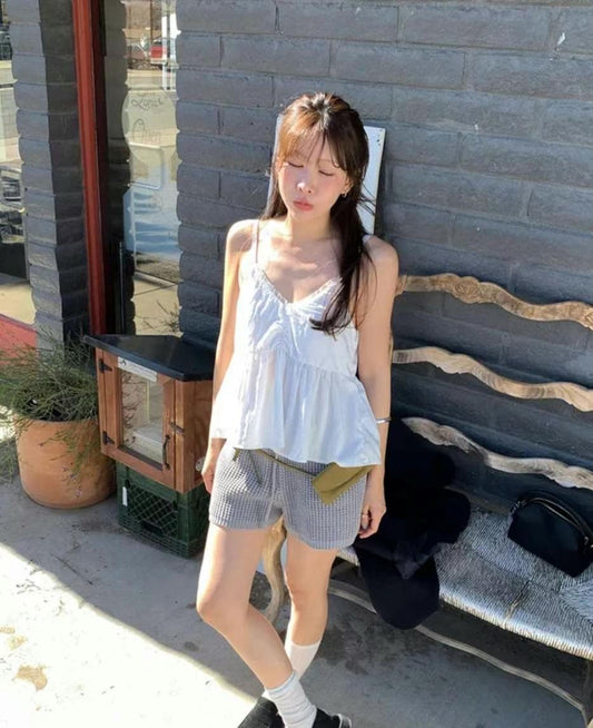 \渡假感/ Lace邊束胸Top