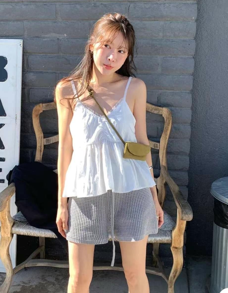 \渡假感/ Lace邊束胸Top