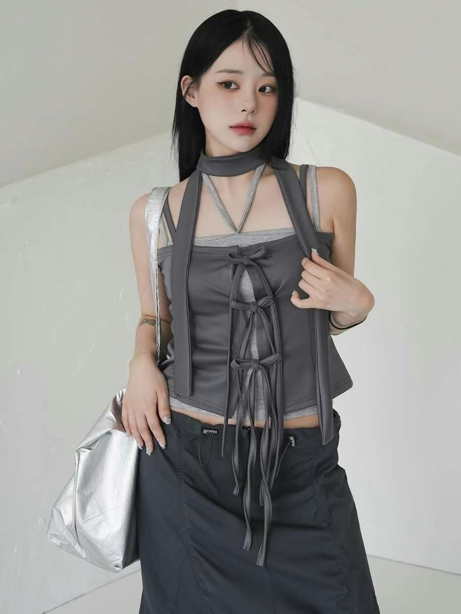 \特別型格款/ 綁結背心+小頸巾Set