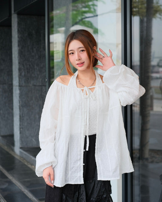 [現貨] \日光輕文藝感/ 綁帶粒粒外搭